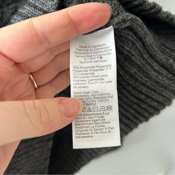 J. Crew Honeycomb Mockneck Sweater in Wool Blend Charcoal NWT Size Medium - Picture 8 of 14